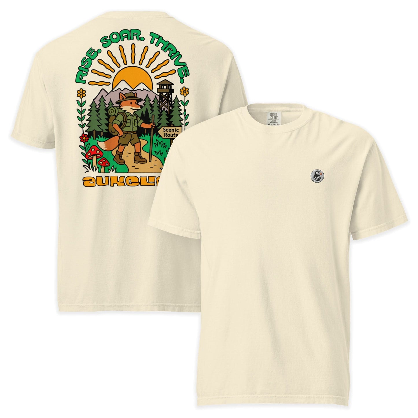 AukCliff Rear Print Comfort Colors T-shirt Ivory / S Retro Hiking Fox Comfort Colors T-shirt