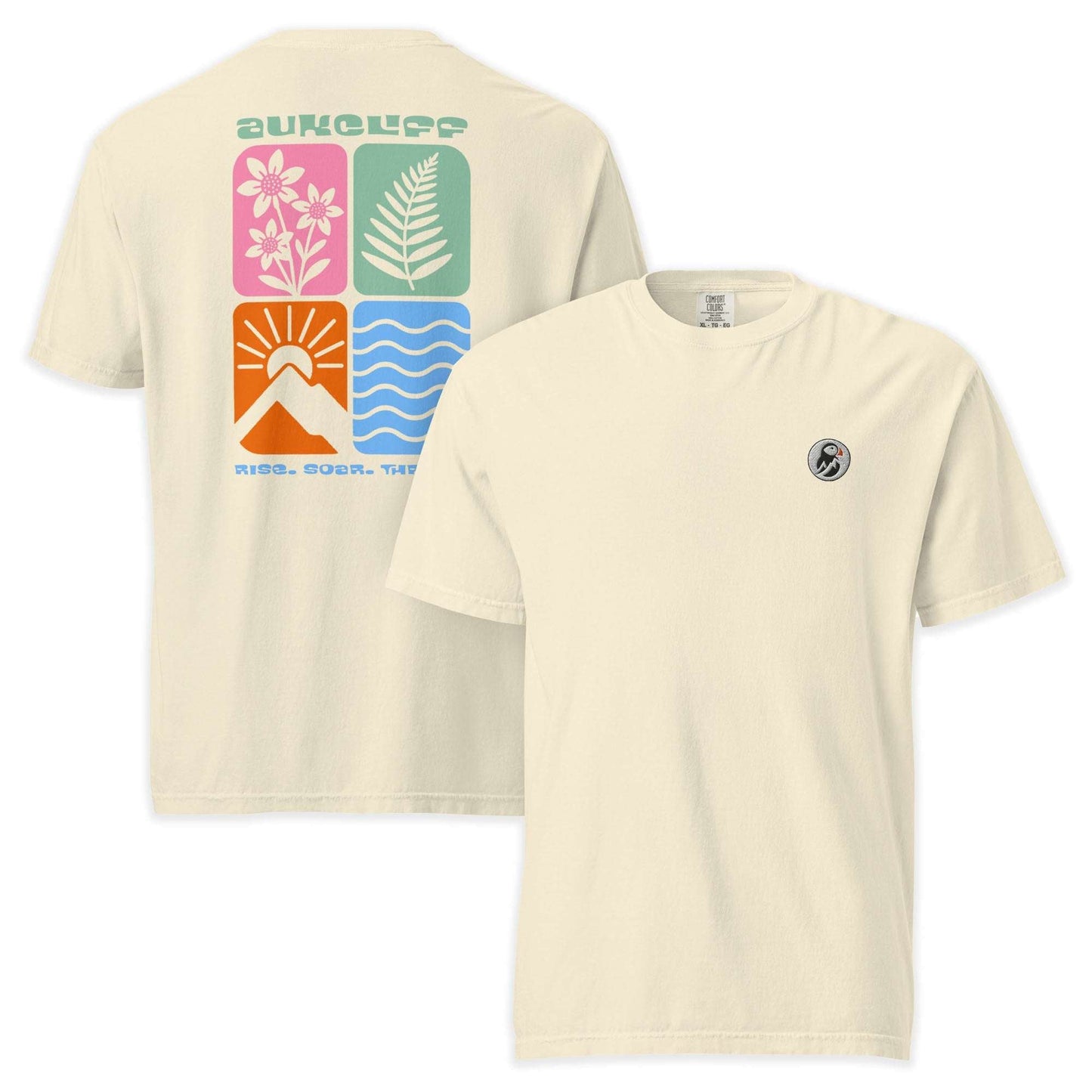 AukCliff Rear Print Comfort Colors T-shirt Ivory / S Retro Nature Squares Comfort Colors Tee