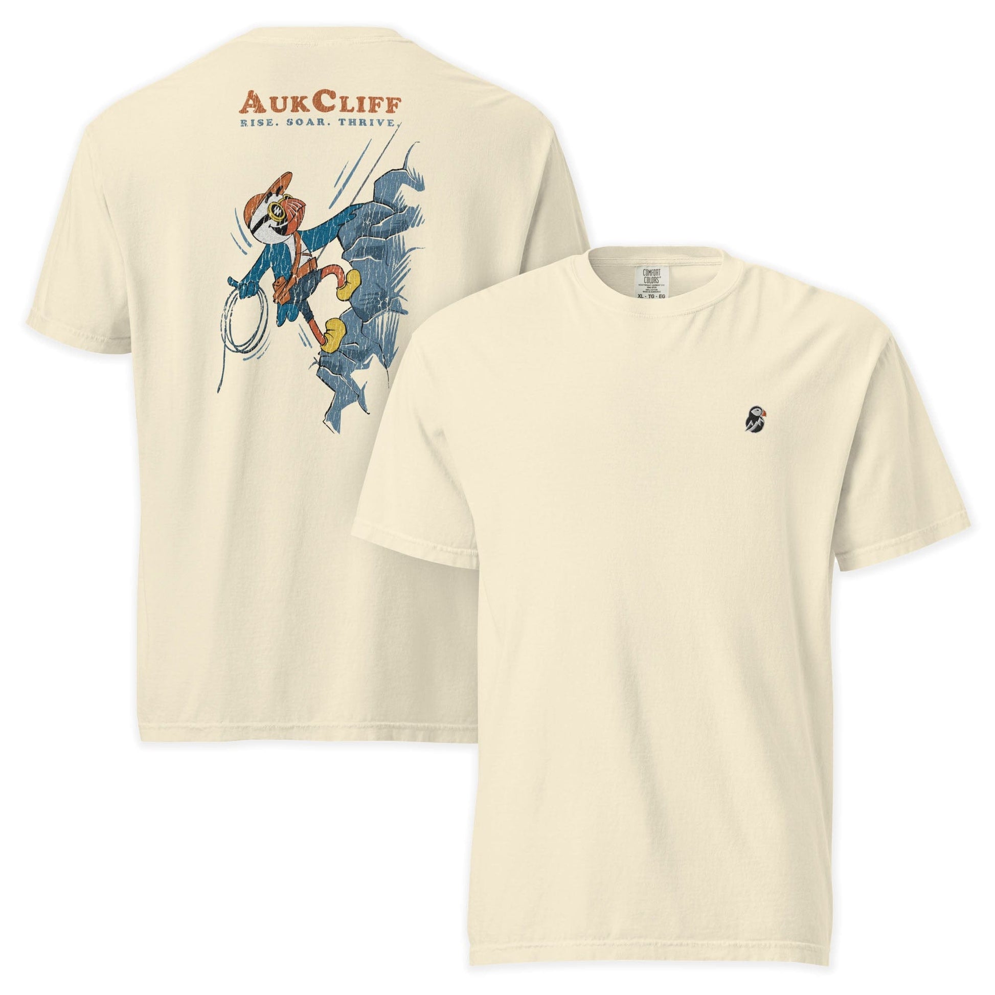 AukCliff Rear Print Comfort Colors T-shirt Ivory / S Retro Puffin Climber Comfort Colors Back Print T-Shirt