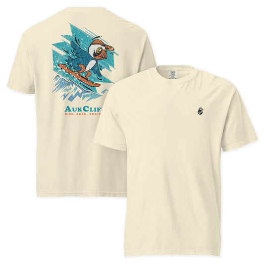 AukCliff Rear Print Comfort Colors T-shirt Ivory / S Retro Snowboarder Puffin Comfort Colors Back Print T-Shirt
