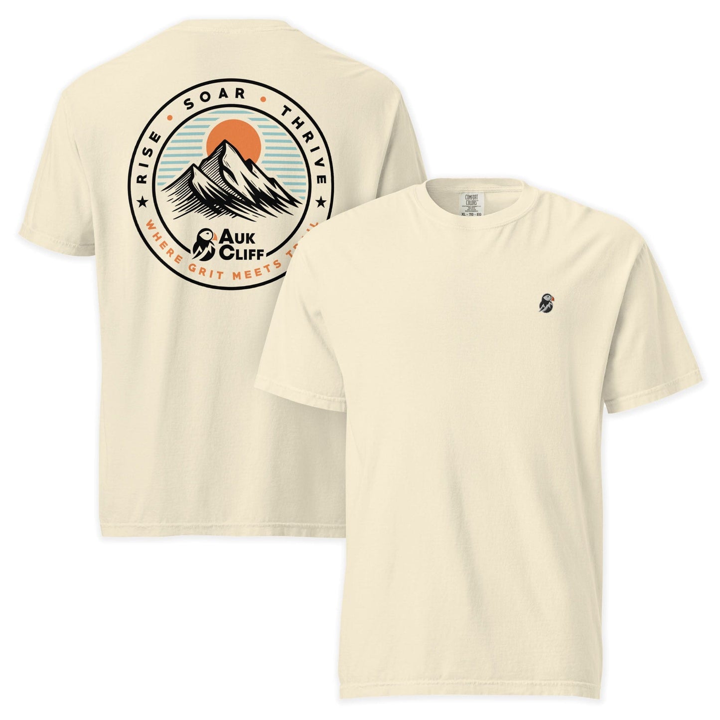 AukCliff Rear Print Comfort Colors T-shirt Ivory / S Trail Emblem Mountain Comfort Colors Back Print T-Shirt