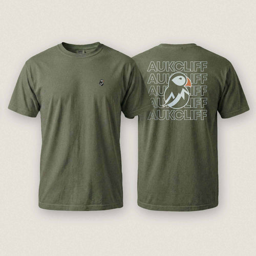 AukCliff Rear Print Comfort Colors T-shirt Moss / S AukCliff® Puffin Logo Comfort Colors T-Shirt
