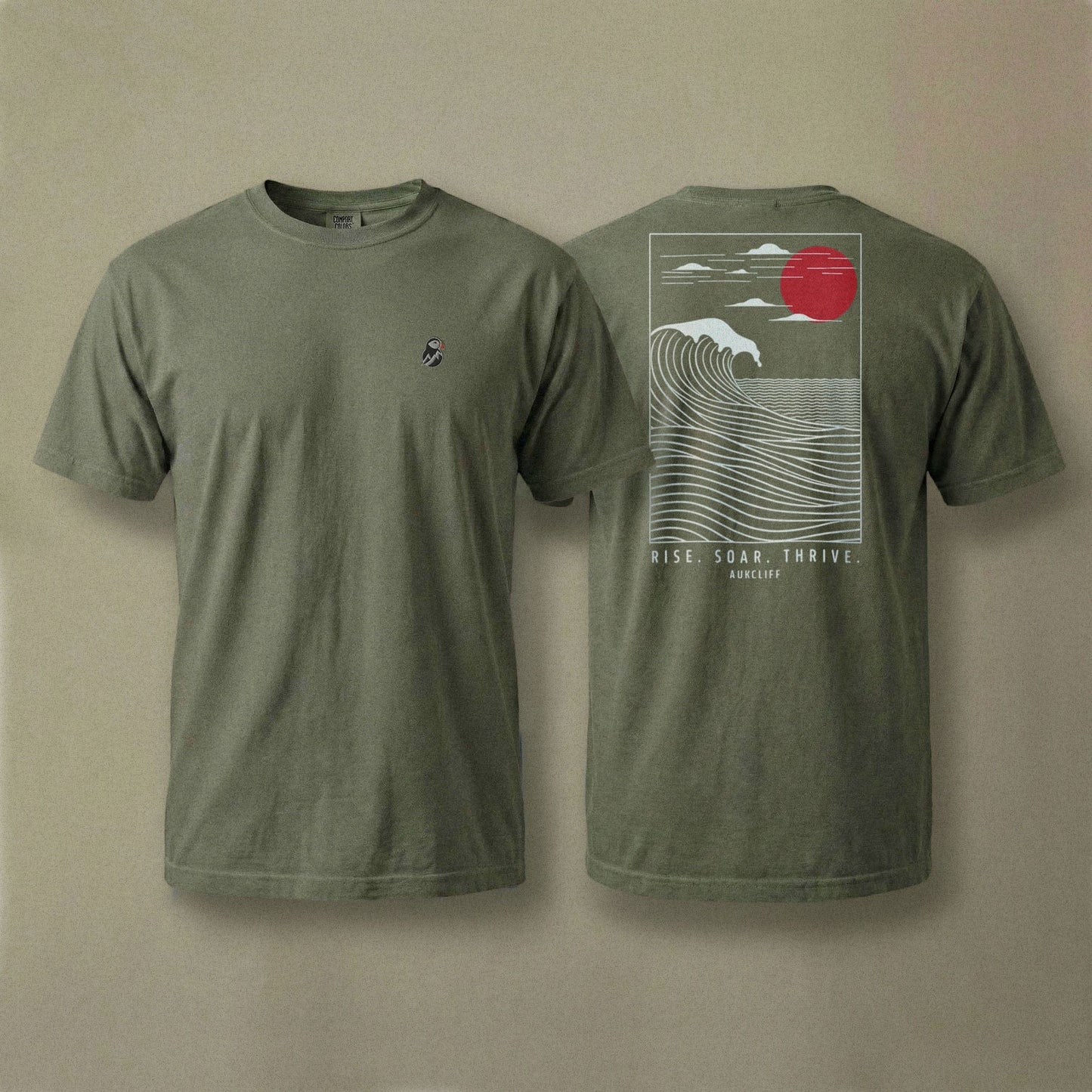 AukCliff Rear Print Comfort Colors T-shirt Moss / S Coastal Waves Comfort Colors T-shirt