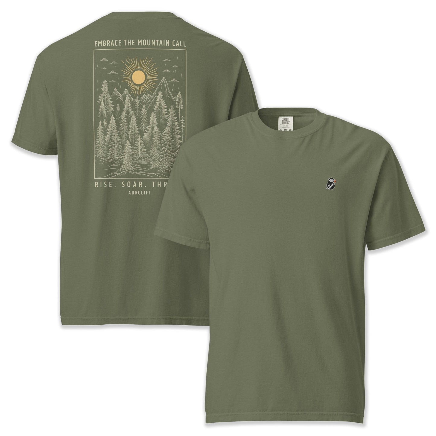 AukCliff Rear Print Comfort Colors T-shirt Moss / S Mountain Call Comfort Colors T-shirt