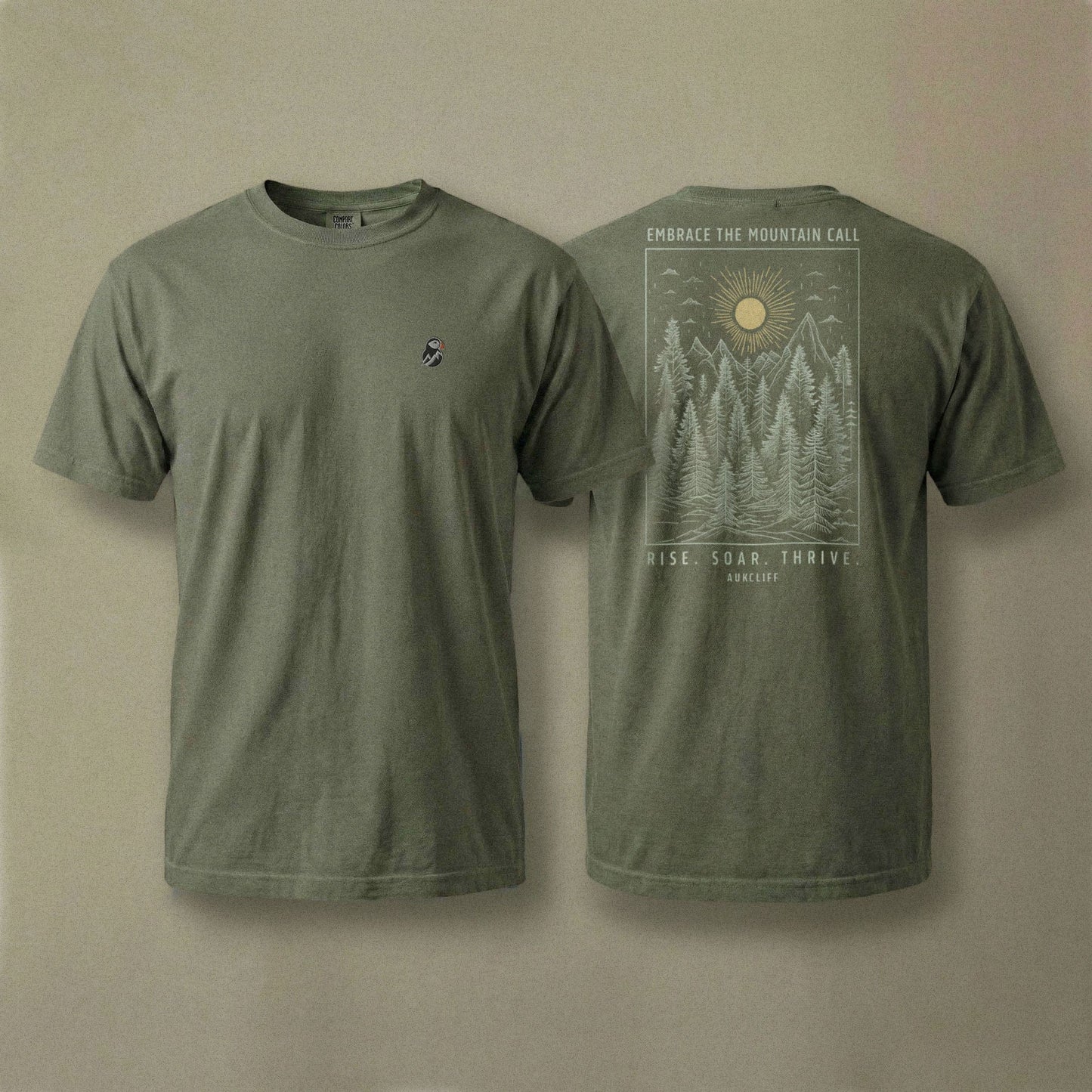AukCliff Rear Print Comfort Colors T-shirt Moss / S Mountain Call Comfort Colors T-shirt