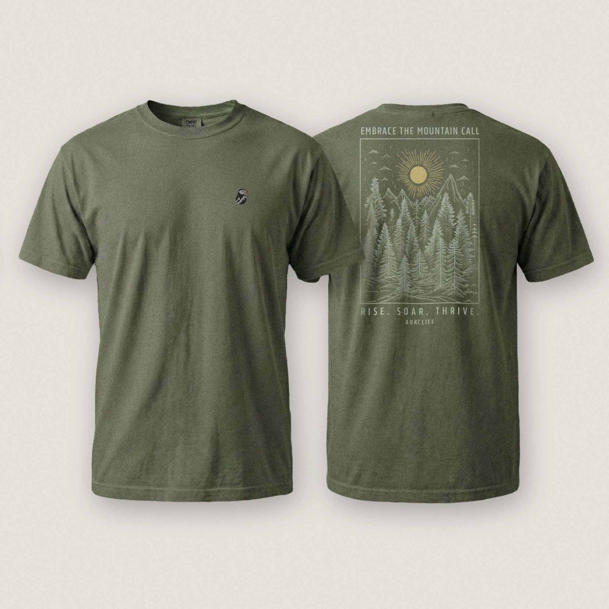 AukCliff Rear Print Comfort Colors T-shirt Moss / S Mountain Call Comfort Colors T-shirt