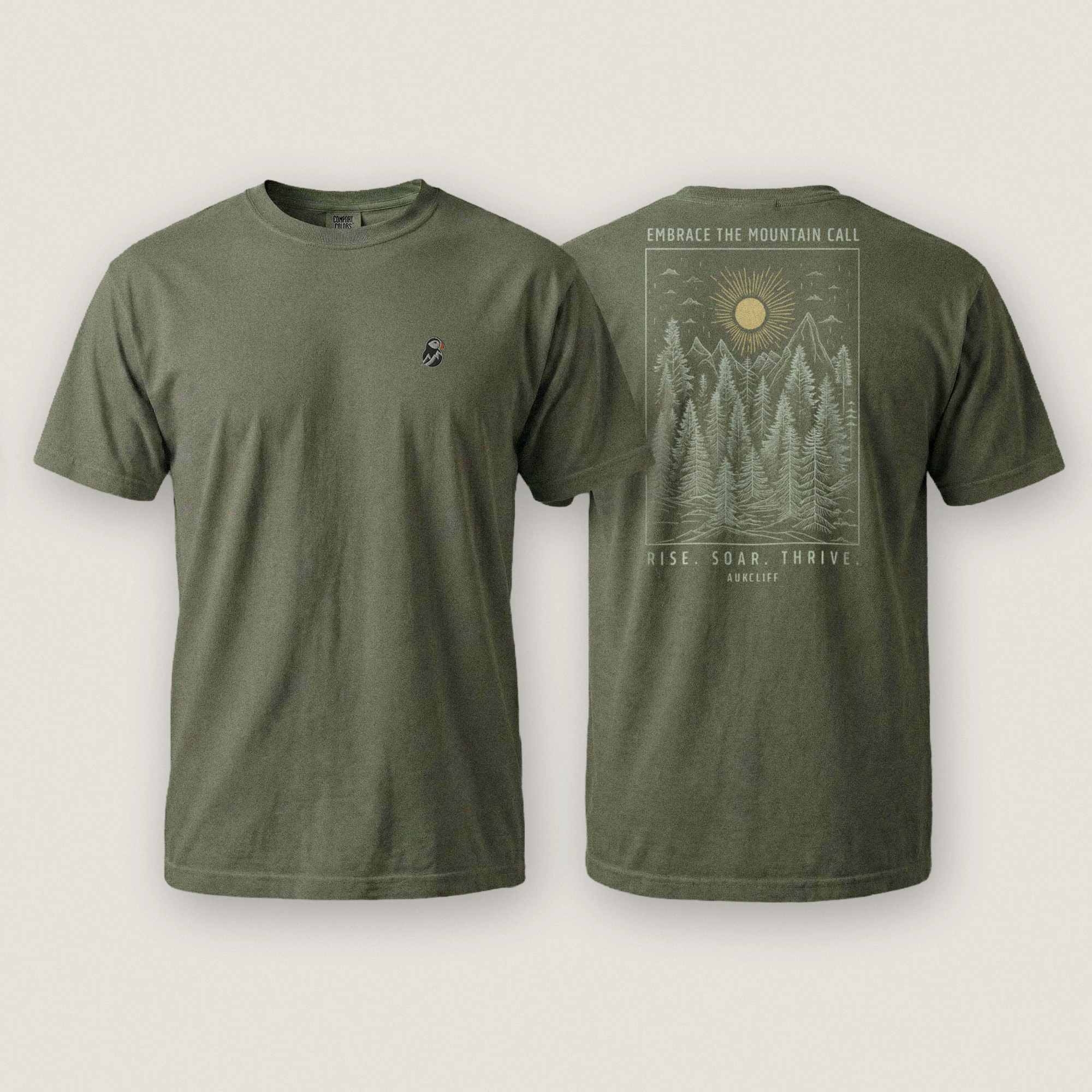 AukCliff Rear Print Comfort Colors T-shirt Moss / S Mountain Call Comfort Colors T-shirt