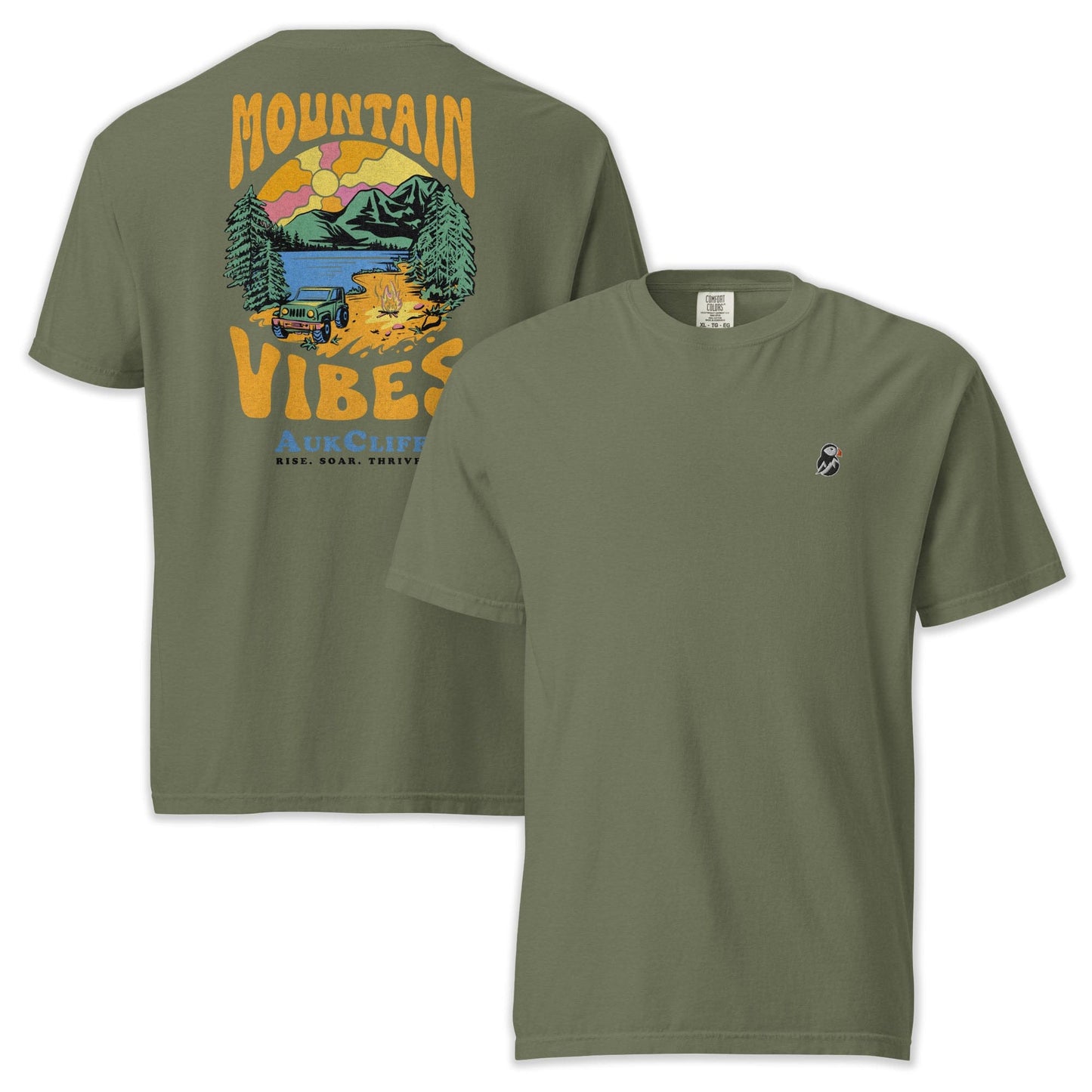 AukCliff Rear Print Comfort Colors T-shirt Moss / S Mountain Vibes Comfort Colors T-Shirt