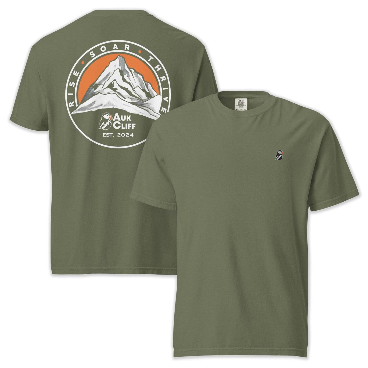 AukCliff Rear Print Comfort Colors T-shirt Moss / S Retro Mountain Logo Comfort Colors Back Print T-Shirt