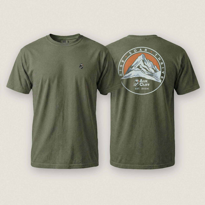 AukCliff Rear Print Comfort Colors T-shirt Moss / S Retro Mountain Logo Comfort Colors Back Print T-Shirt