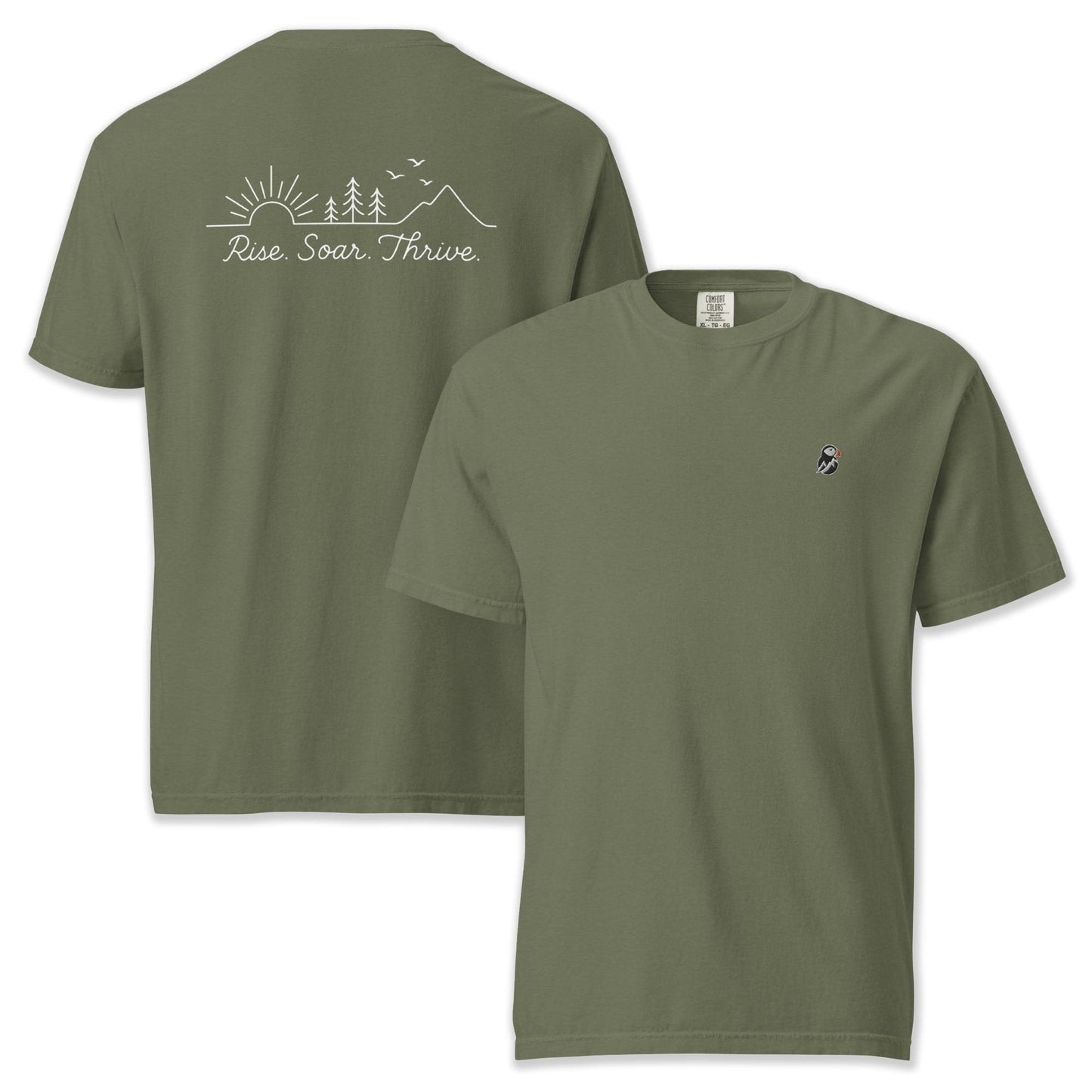 AukCliff Rear Print Comfort Colors T-shirt Moss / S Rise. Soar. Thrive. Comfort Colors Tee