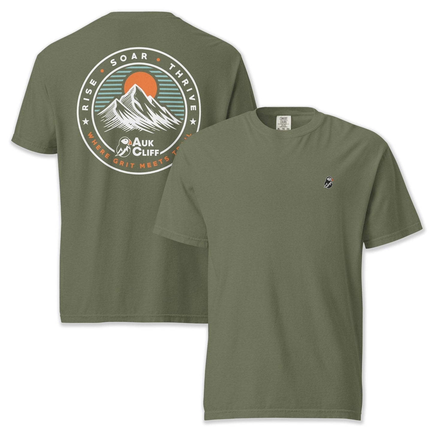 AukCliff Rear Print Comfort Colors T-shirt Moss / S Trail Emblem Mountain Comfort Colors Back Print T-Shirt