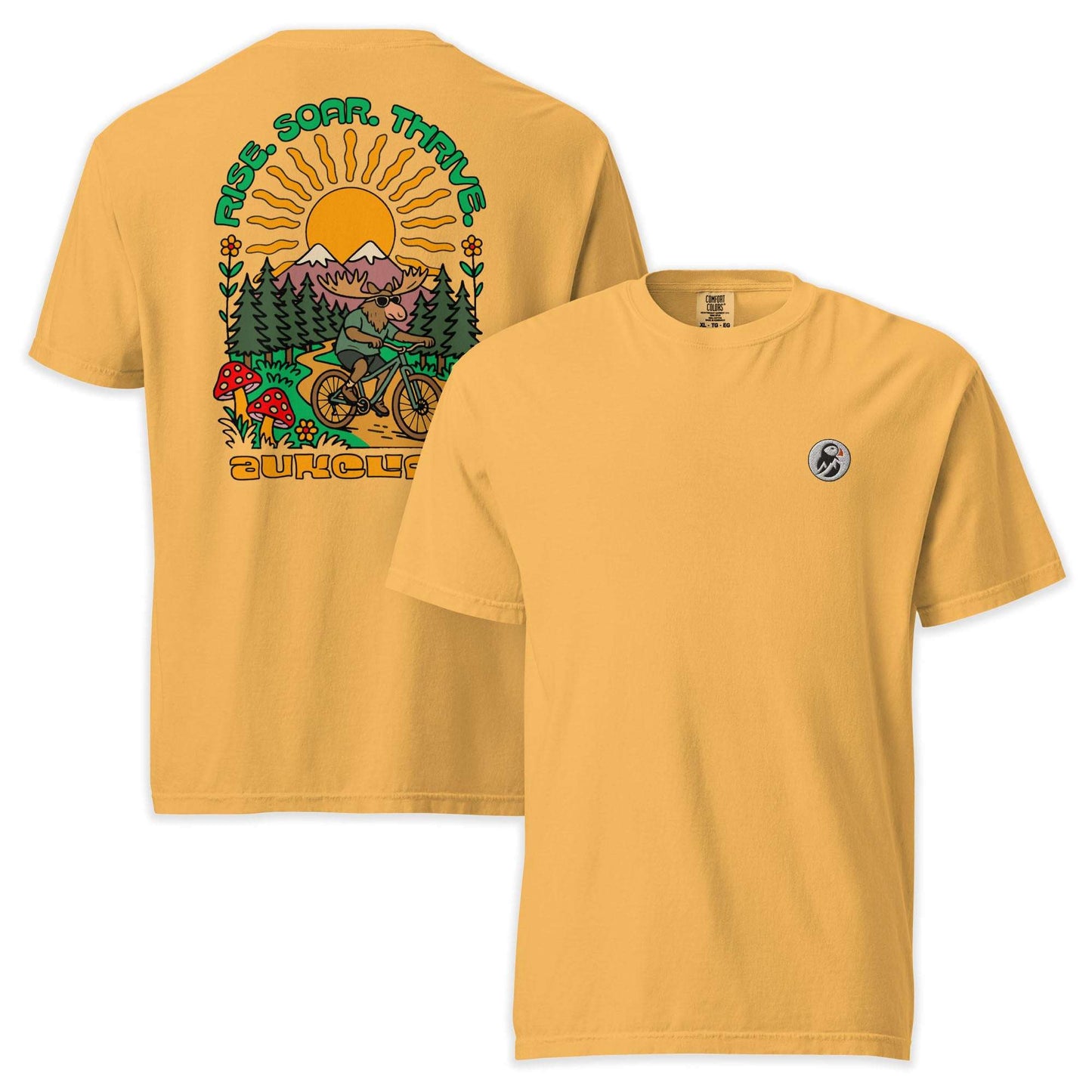 AukCliff Rear Print Comfort Colors T-shirt Mustard / S Retro Bike Moose Comfort Colors Tee