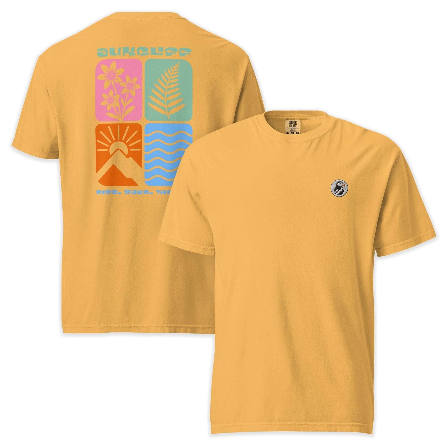 AukCliff Rear Print Comfort Colors T-shirt Mustard / S Retro Nature Squares Comfort Colors Tee