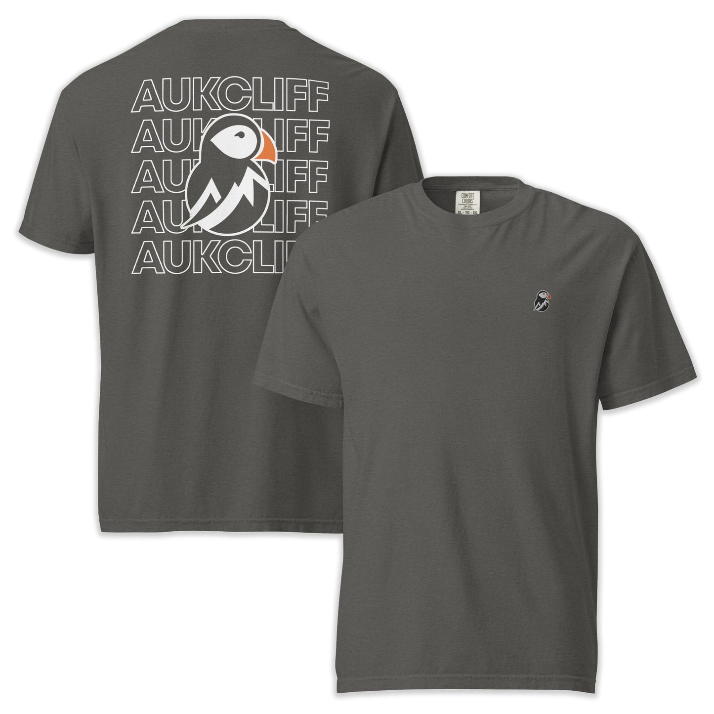 AukCliff Rear Print Comfort Colors T-shirt Pepper / S AukCliff Puffin Logo Comfort Colors T-Shirt