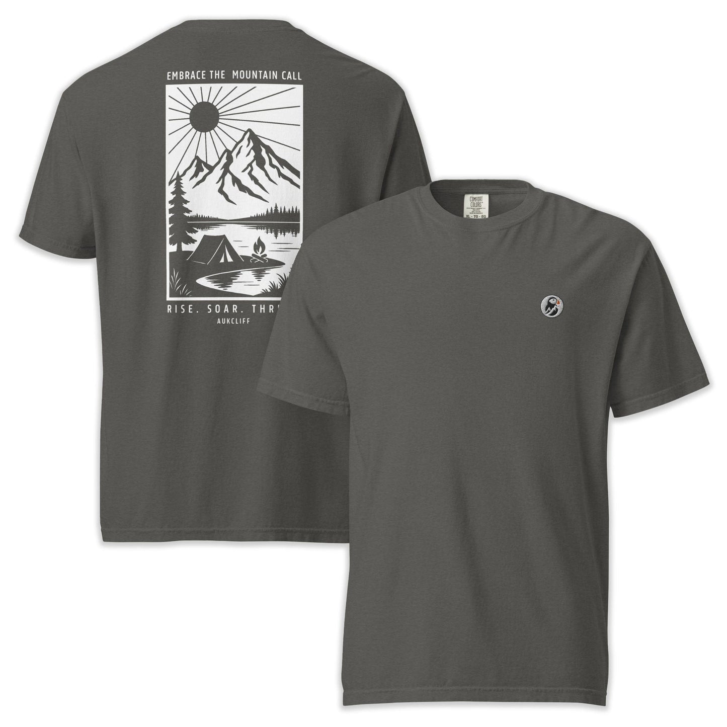 AukCliff Rear Print Comfort Colors T-shirt Pepper / S Embrace The Mountain Call Comfort Colors Tee