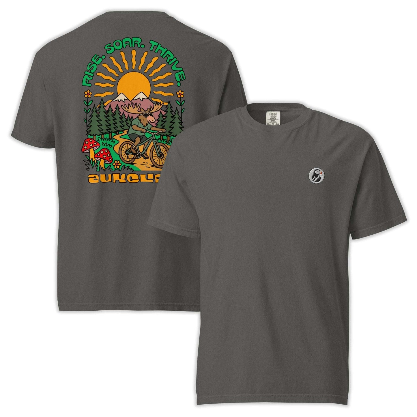 AukCliff Rear Print Comfort Colors T-shirt Pepper / S Retro Bike Moose Comfort Colors Tee