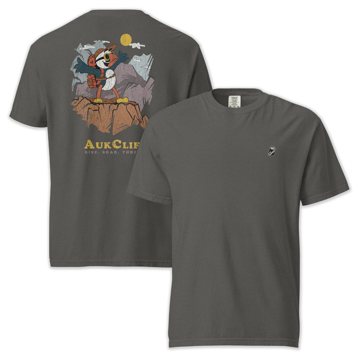 AukCliff Rear Print Comfort Colors T-shirt Pepper / S Retro Mountaineering Puffin Comfort Colors Back Print T-Shirt