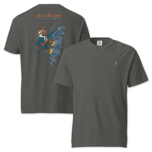 AukCliff Rear Print Comfort Colors T-shirt Pepper / S Retro Puffin Climber Comfort Colors Back Print T-Shirt