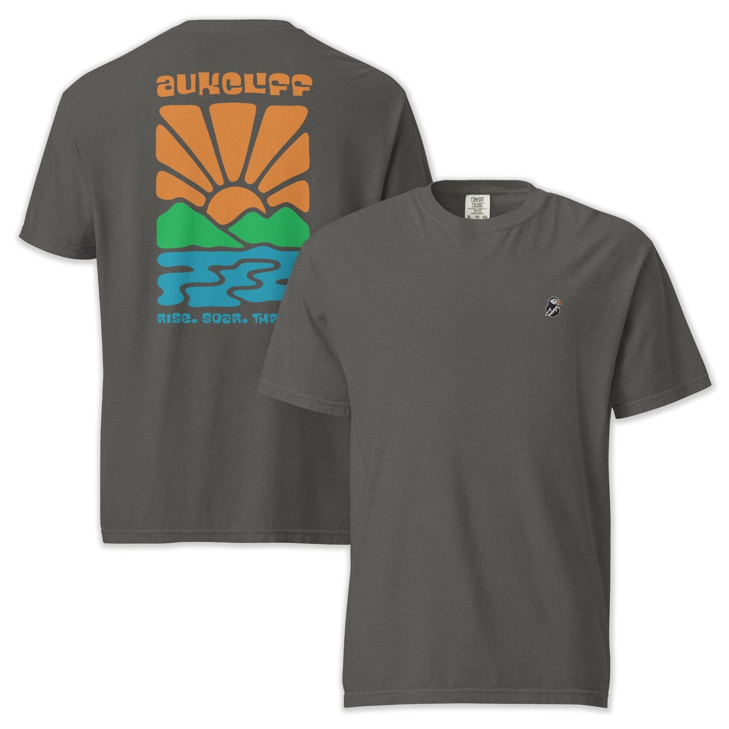 AukCliff Rear Print Comfort Colors T-shirt Pepper / S Retro Sunrise Comfort Colors Tee