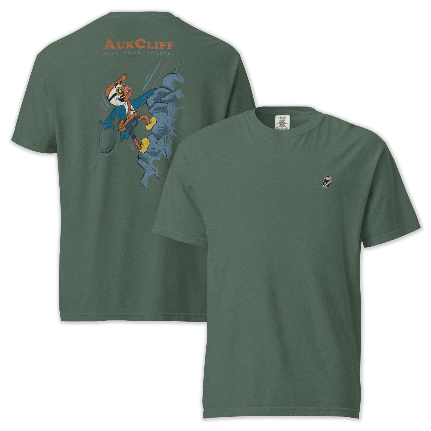AukCliff Rear Print Comfort Colors T-shirt Retro Puffin Climber Comfort Colors Back Print T-Shirt