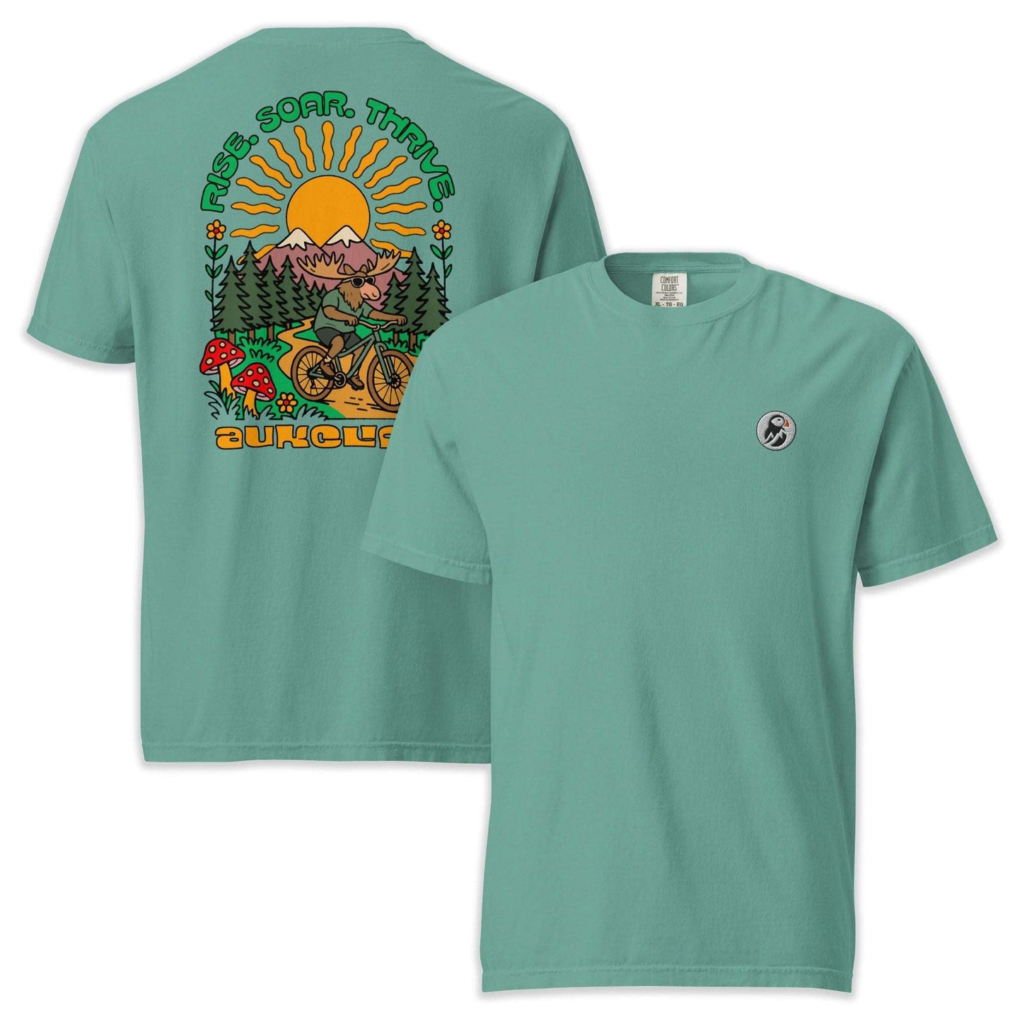 AukCliff Rear Print Comfort Colors T-shirt Seafoam / S Retro Bike Moose Comfort Colors Tee