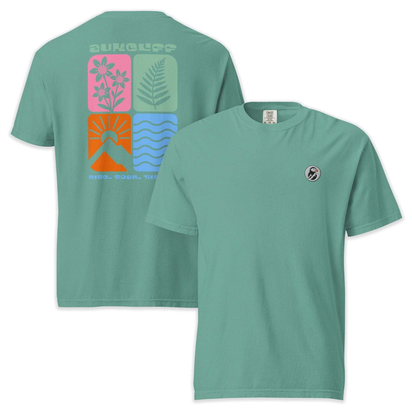 AukCliff Rear Print Comfort Colors T-shirt Seafoam / S Retro Nature Squares Comfort Colors Tee