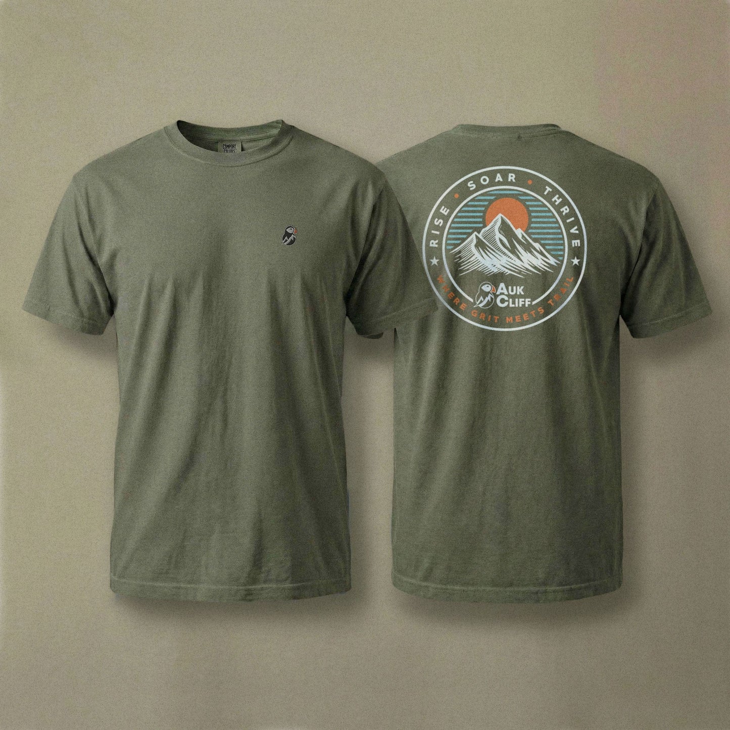 AukCliff Rear Print Comfort Colors T-shirt Trail Emblem Mountain Comfort Colors Back Print T-Shirt