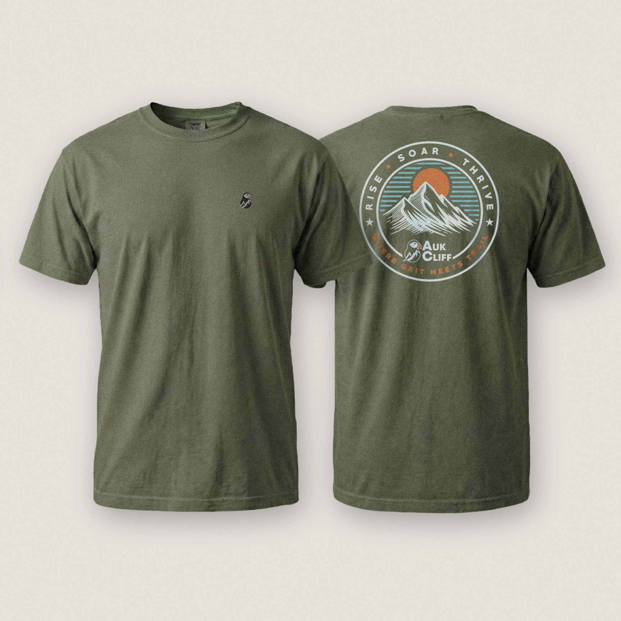 AukCliff Rear Print Comfort Colors T-shirt Trail Emblem Mountain Comfort Colors Back Print T-Shirt