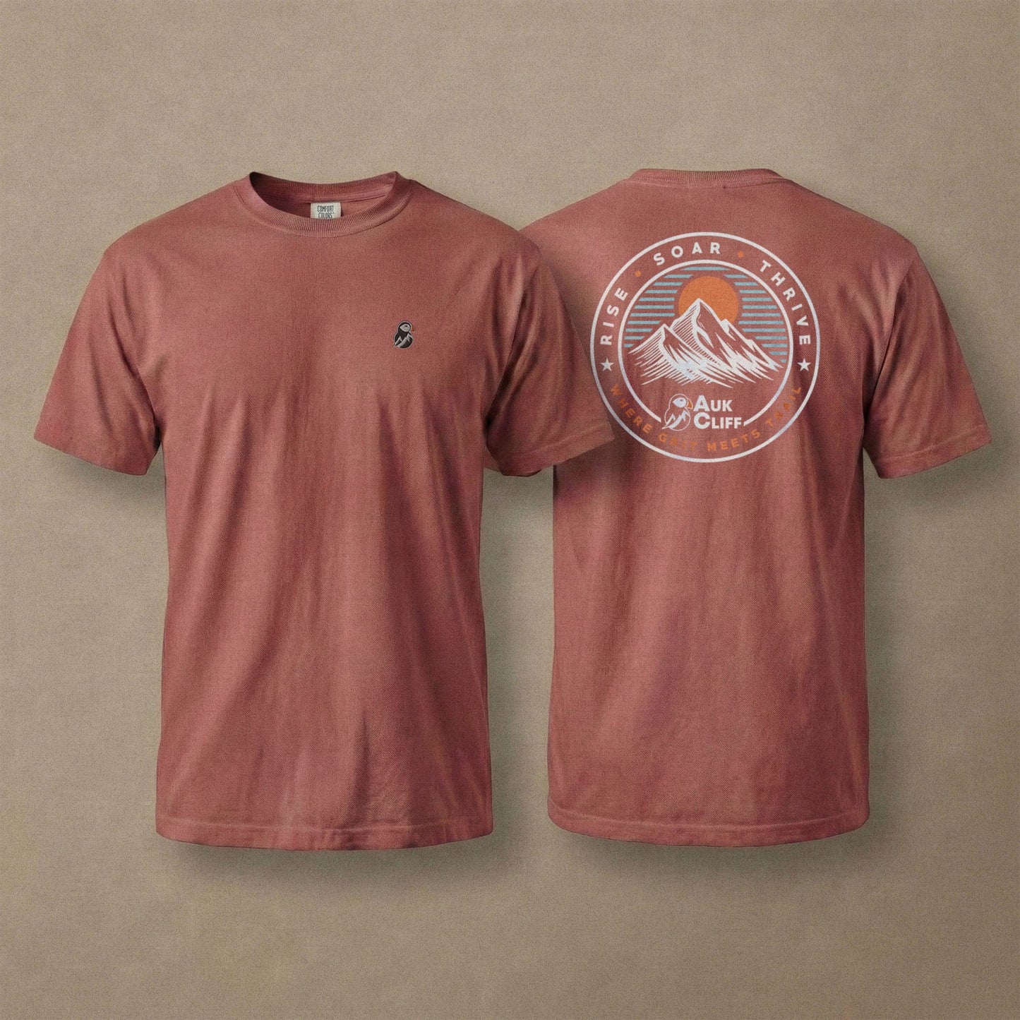 AukCliff Rear Print Comfort Colors T-shirt Trail Emblem Mountain Comfort Colors Back Print T-Shirt