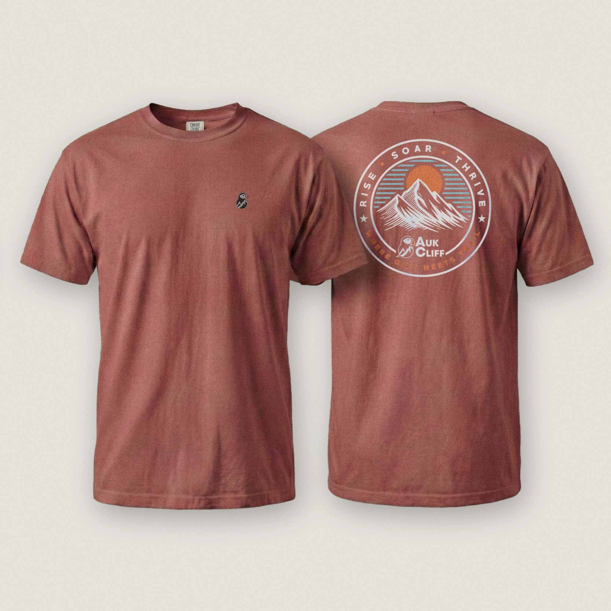 AukCliff Rear Print Comfort Colors T-shirt Trail Emblem Mountain Comfort Colors Back Print T-Shirt