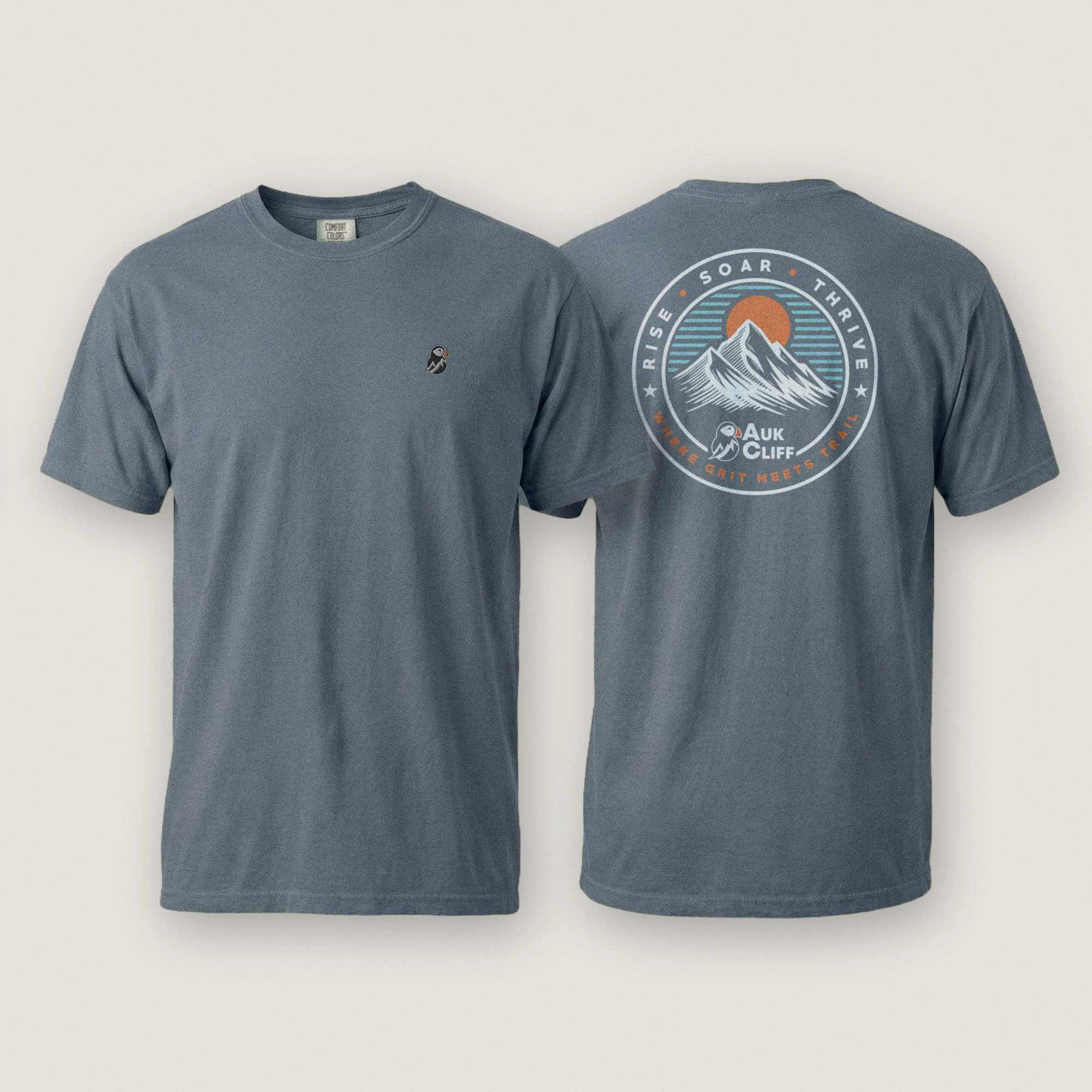 AukCliff Rear Print Comfort Colors T-shirt Trail Emblem Mountain Comfort Colors Back Print T-Shirt