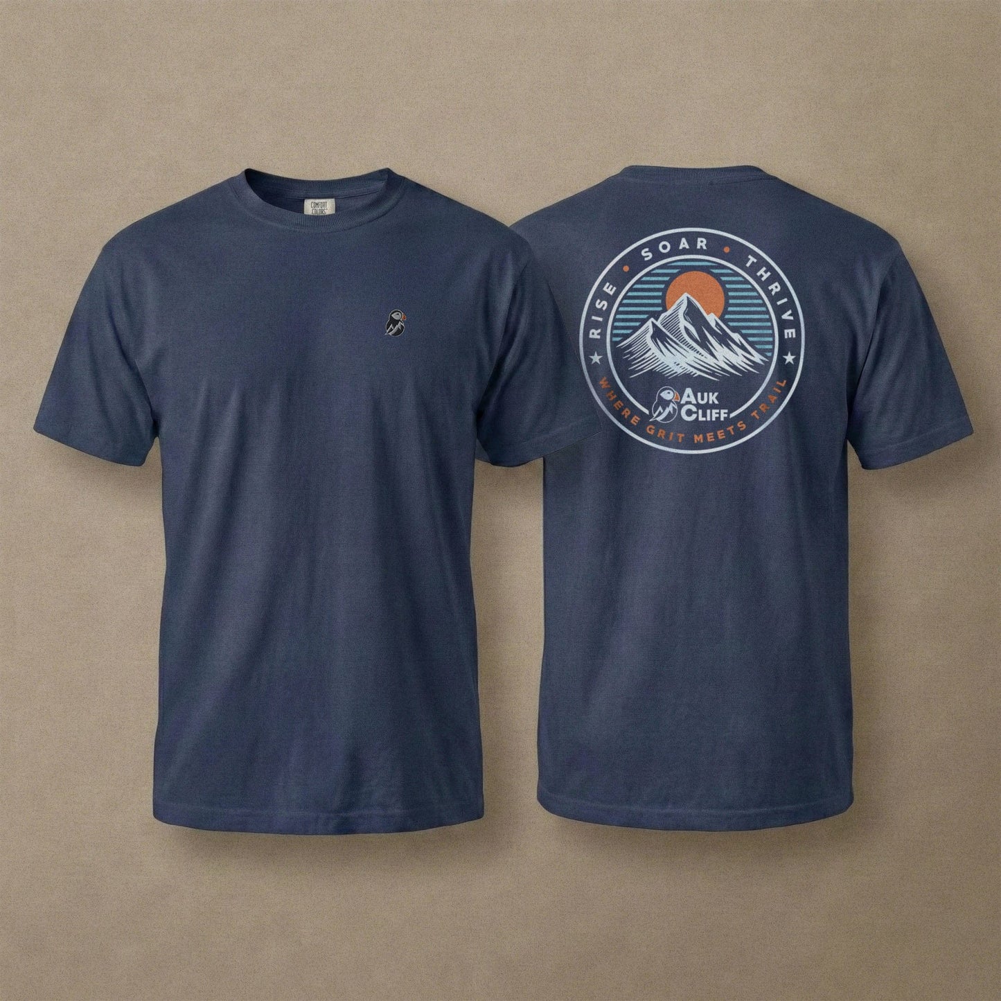 AukCliff Rear Print Comfort Colors T-shirt Trail Emblem Mountain Comfort Colors Back Print T-Shirt