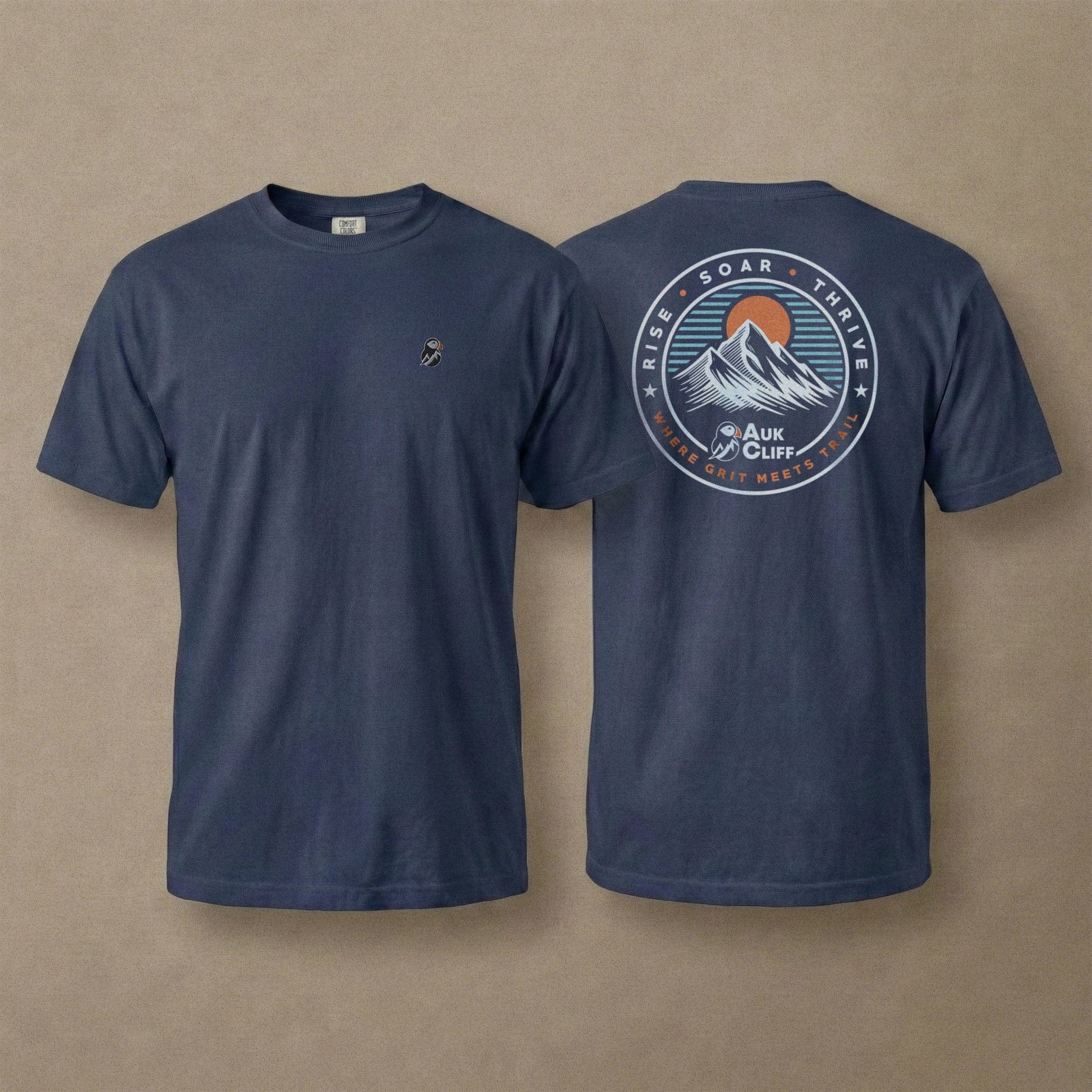 AukCliff Rear Print Comfort Colors T-shirt Trail Emblem Mountain Comfort Colors Back Print T-Shirt