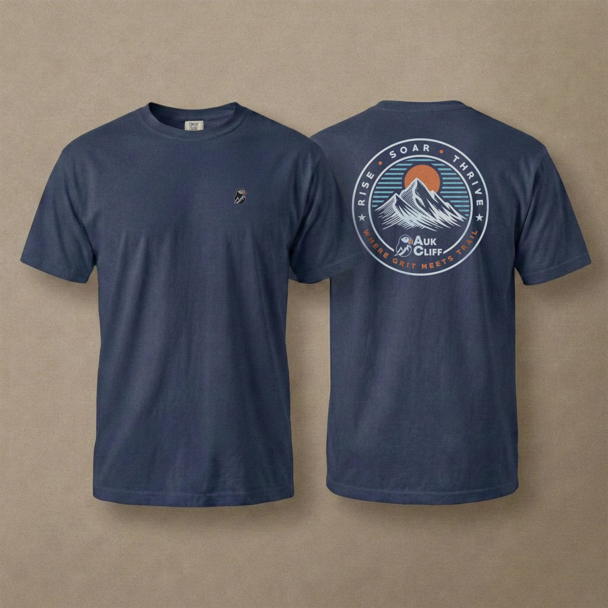 AukCliff Rear Print Comfort Colors T-shirt Trail Emblem Mountain Comfort Colors Back Print T-Shirt
