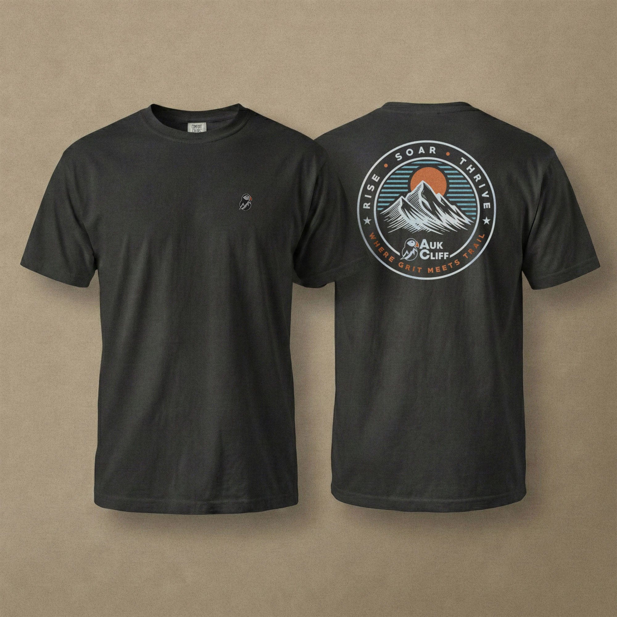 AukCliff Rear Print Comfort Colors T-shirt Trail Emblem Mountain Comfort Colors Back Print T-Shirt