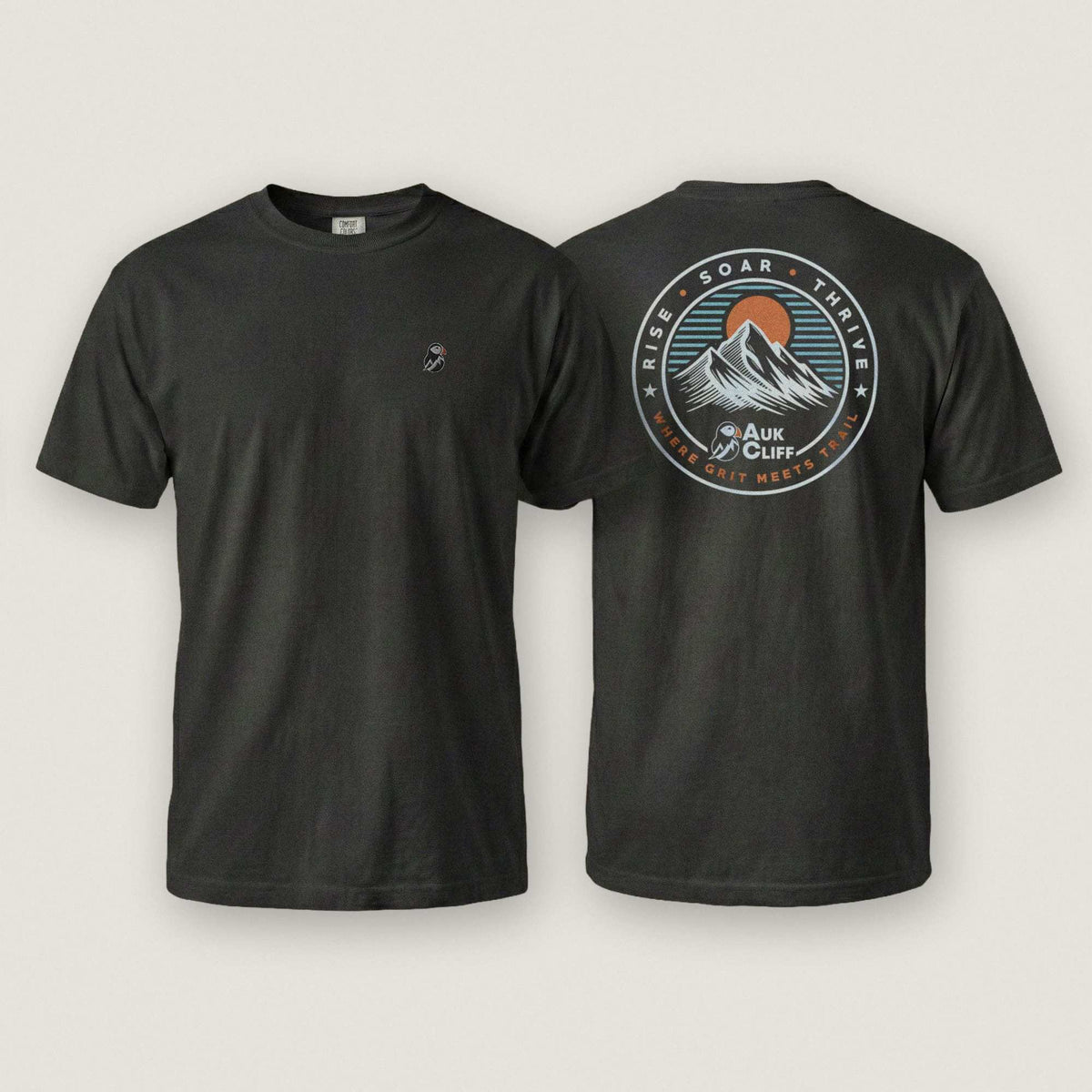 AukCliff Rear Print Comfort Colors T-shirt Trail Emblem Mountain Comfort Colors Back Print T-Shirt