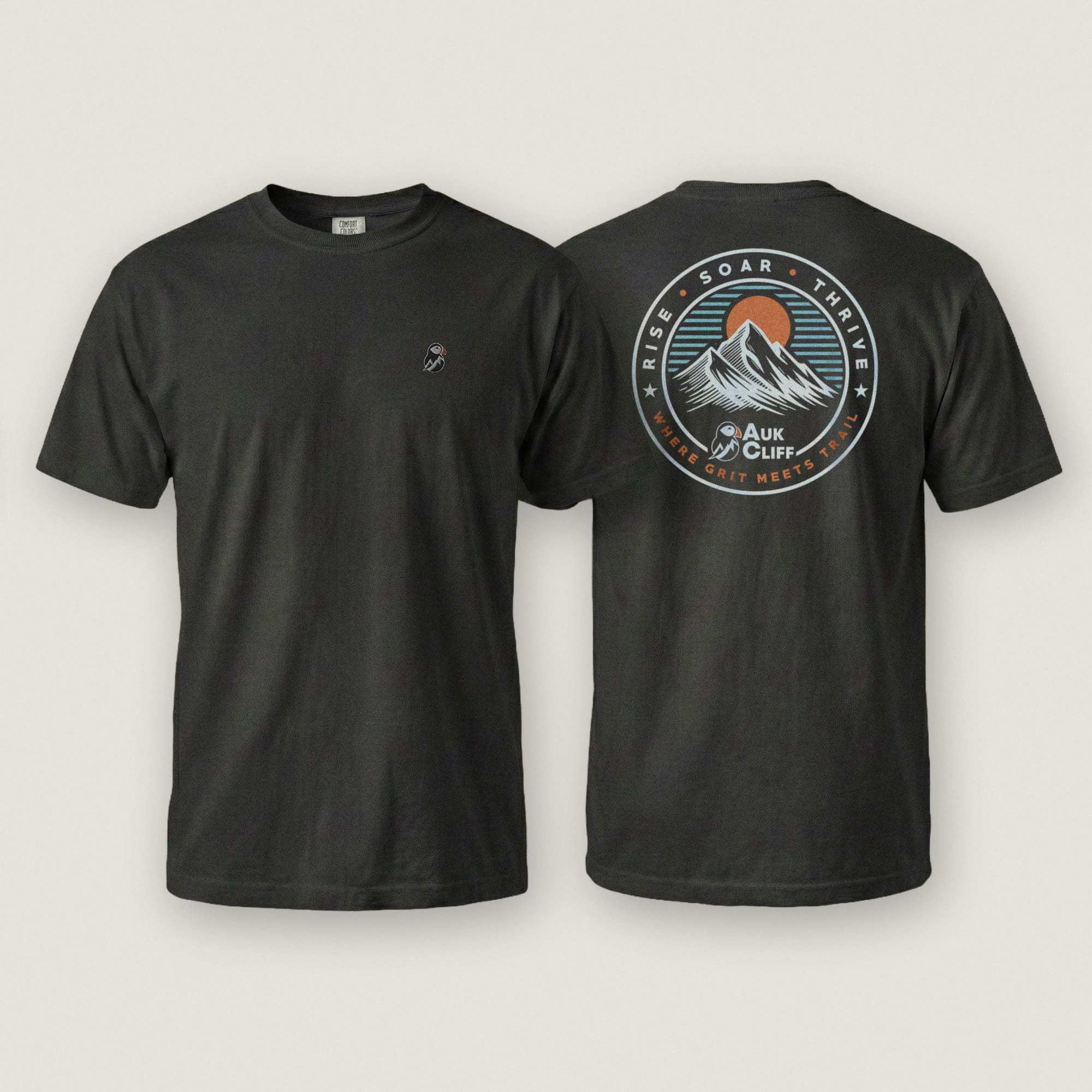 AukCliff Rear Print Comfort Colors T-shirt Trail Emblem Mountain Comfort Colors Back Print T-Shirt