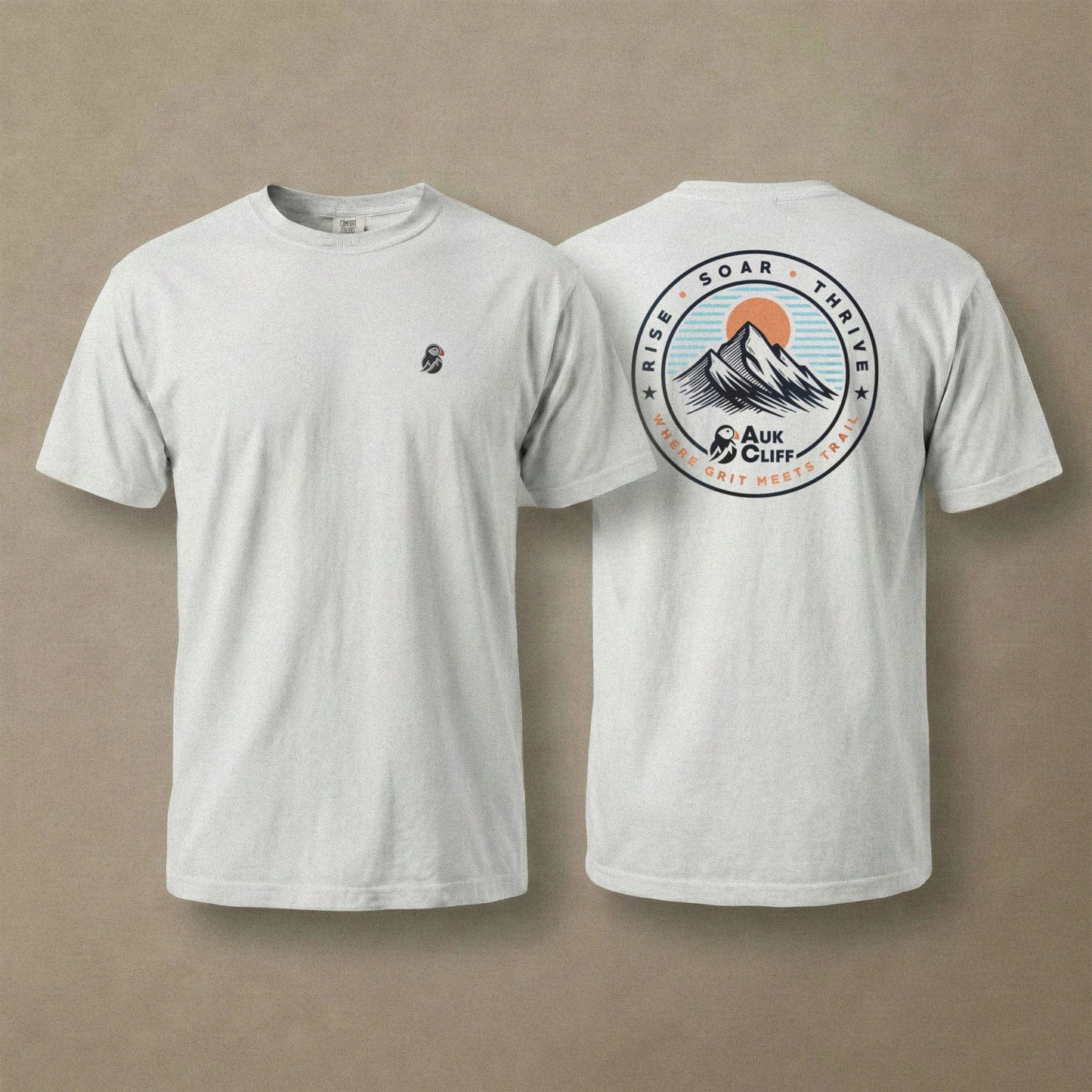 AukCliff Rear Print Comfort Colors T-shirt Trail Emblem Mountain Comfort Colors Back Print T-Shirt