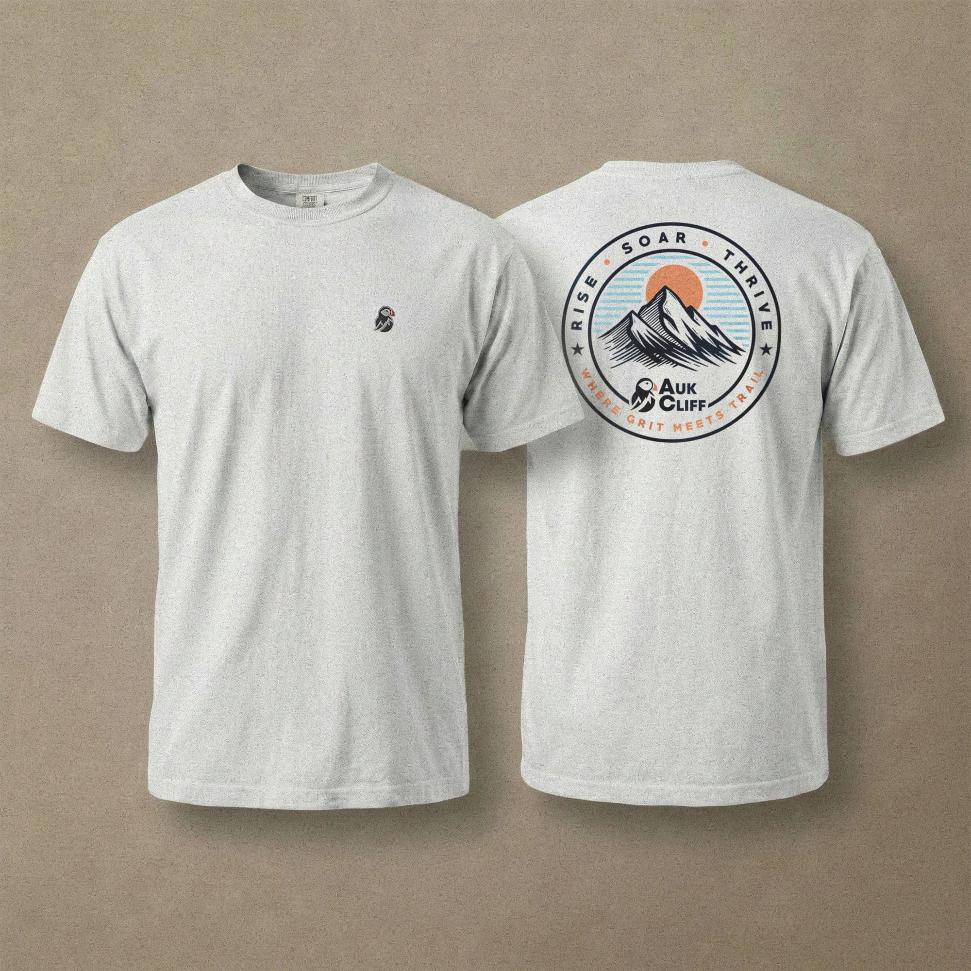 AukCliff Rear Print Comfort Colors T-shirt Trail Emblem Mountain Comfort Colors Back Print T-Shirt