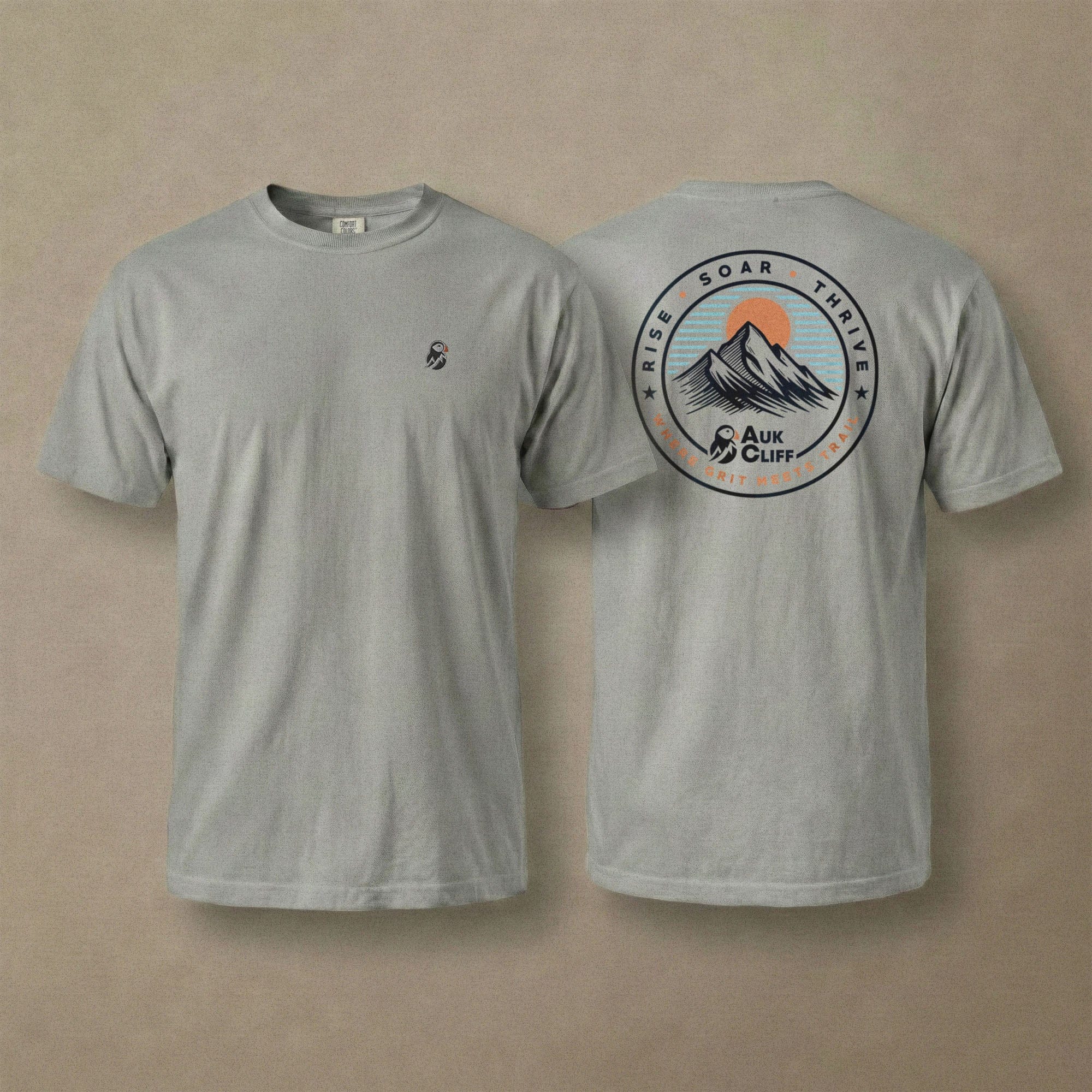 AukCliff Rear Print Comfort Colors T-shirt Trail Emblem Mountain Comfort Colors Back Print T-Shirt