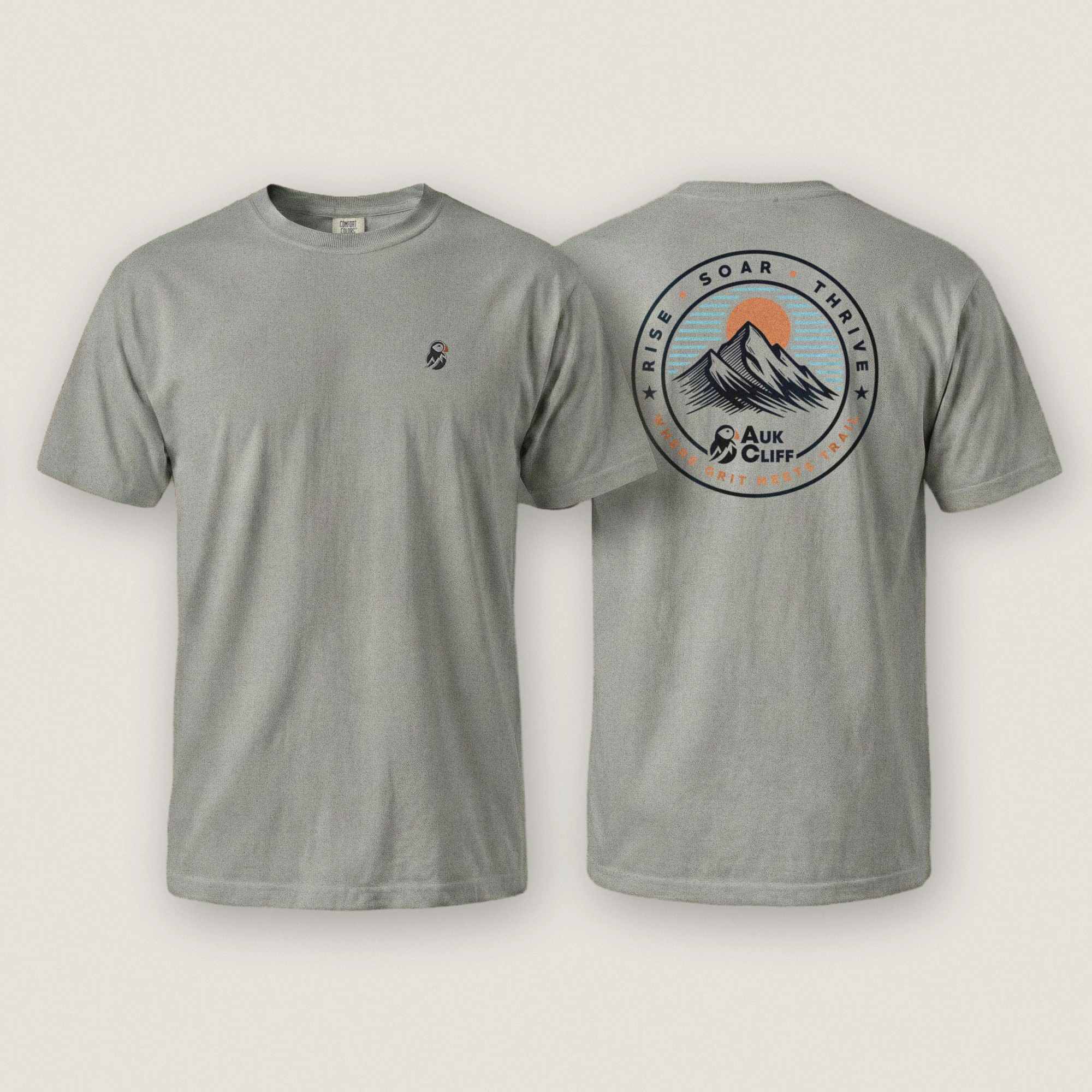 AukCliff Rear Print Comfort Colors T-shirt Trail Emblem Mountain Comfort Colors Back Print T-Shirt