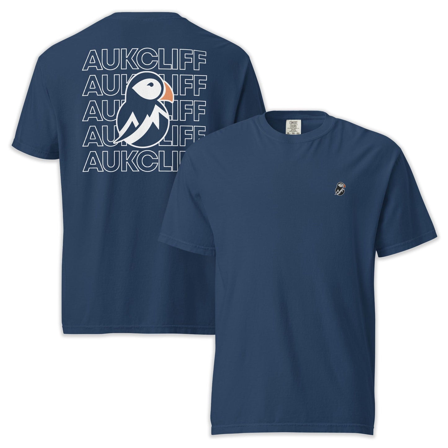 AukCliff Rear Print Comfort Colors T-shirt True Navy / S AukCliff Puffin Logo Comfort Colors T-Shirt
