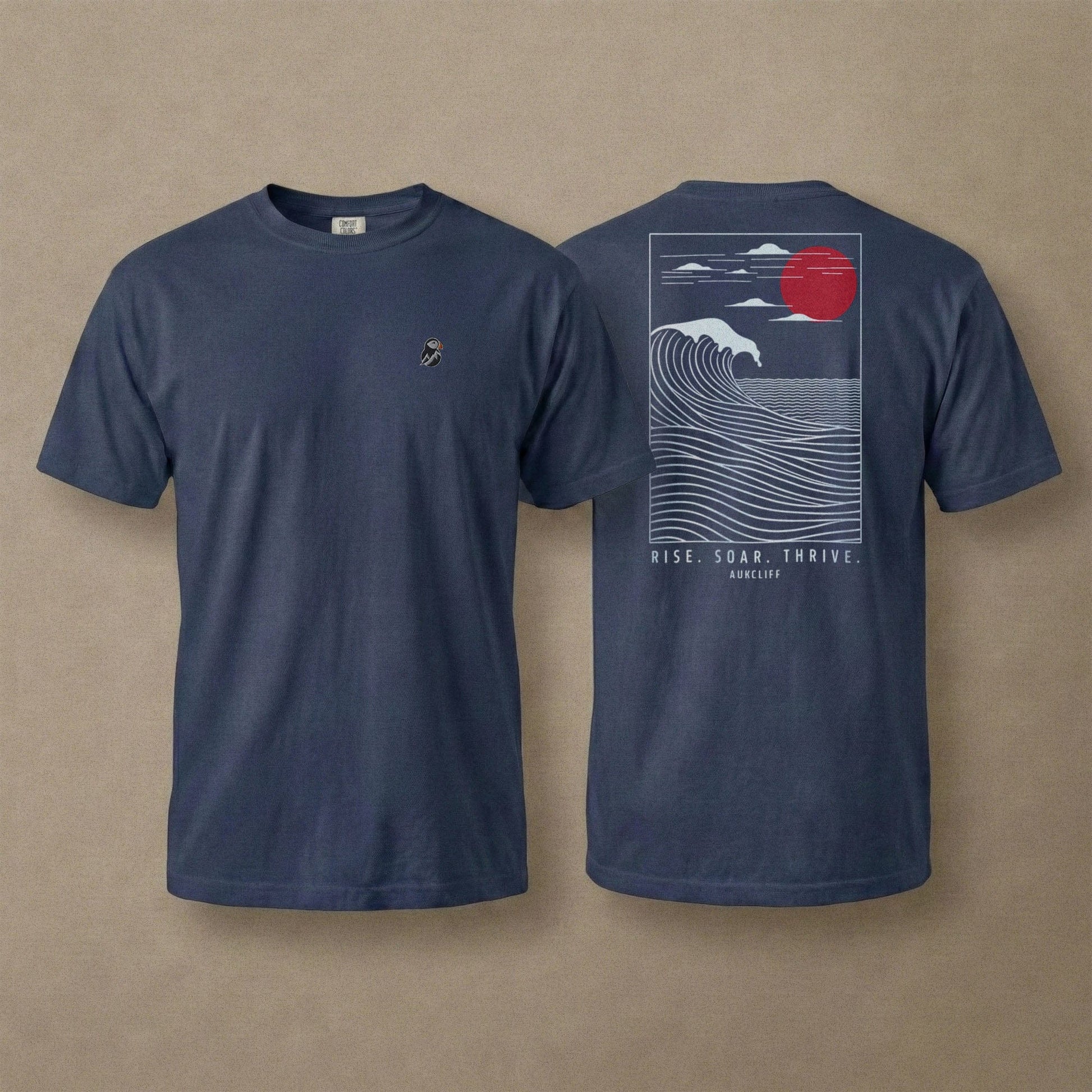 AukCliff Rear Print Comfort Colors T-shirt True Navy / S Coastal Waves Comfort Colors T-shirt