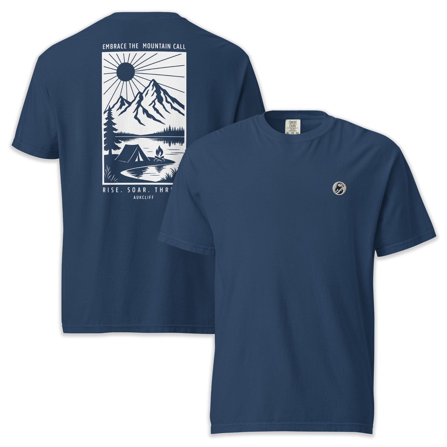 AukCliff Rear Print Comfort Colors T-shirt True Navy / S Embrace The Mountain Call Comfort Colors Tee