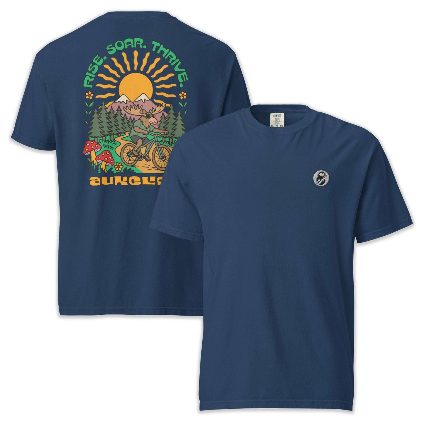 AukCliff Rear Print Comfort Colors T-shirt True Navy / S Retro Bike Moose Comfort Colors Tee