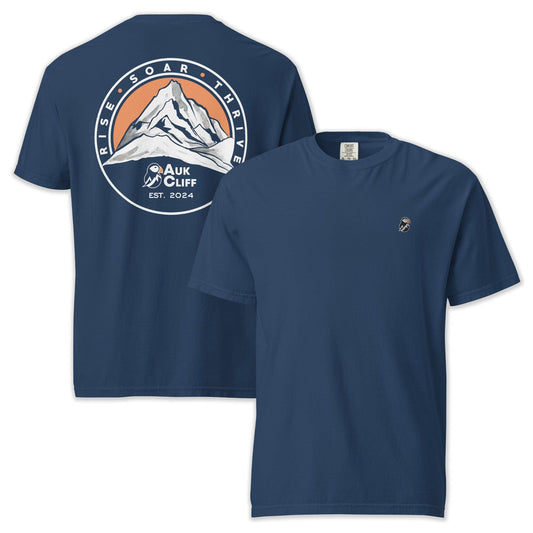 AukCliff Rear Print Comfort Colors T-shirt True Navy / S Retro Mountain Logo Comfort Colors Back Print T-Shirt