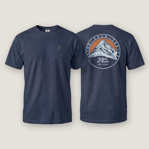AukCliff Rear Print Comfort Colors T-shirt True Navy / S Retro Mountain Logo Comfort Colors Back Print T-Shirt