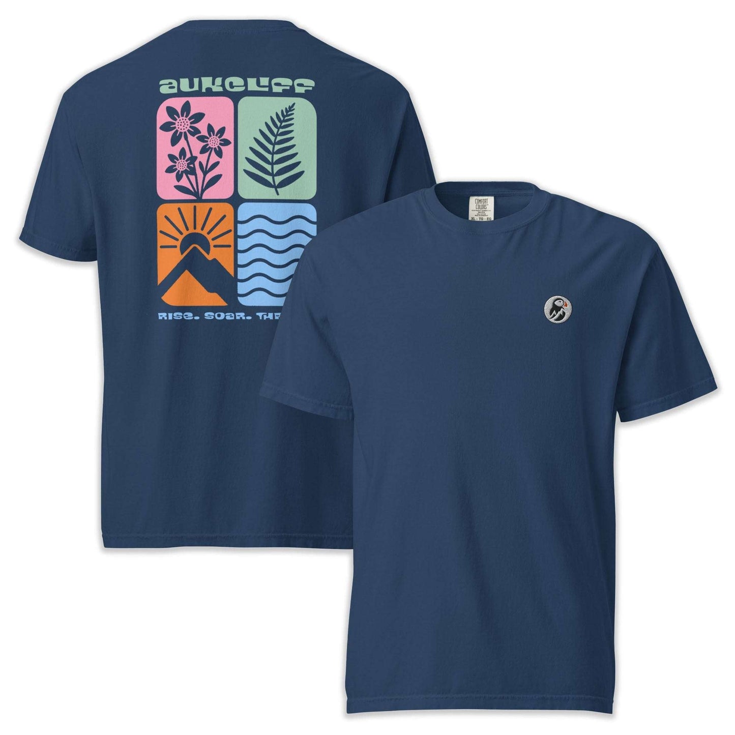 AukCliff Rear Print Comfort Colors T-shirt True Navy / S Retro Nature Squares Comfort Colors Tee