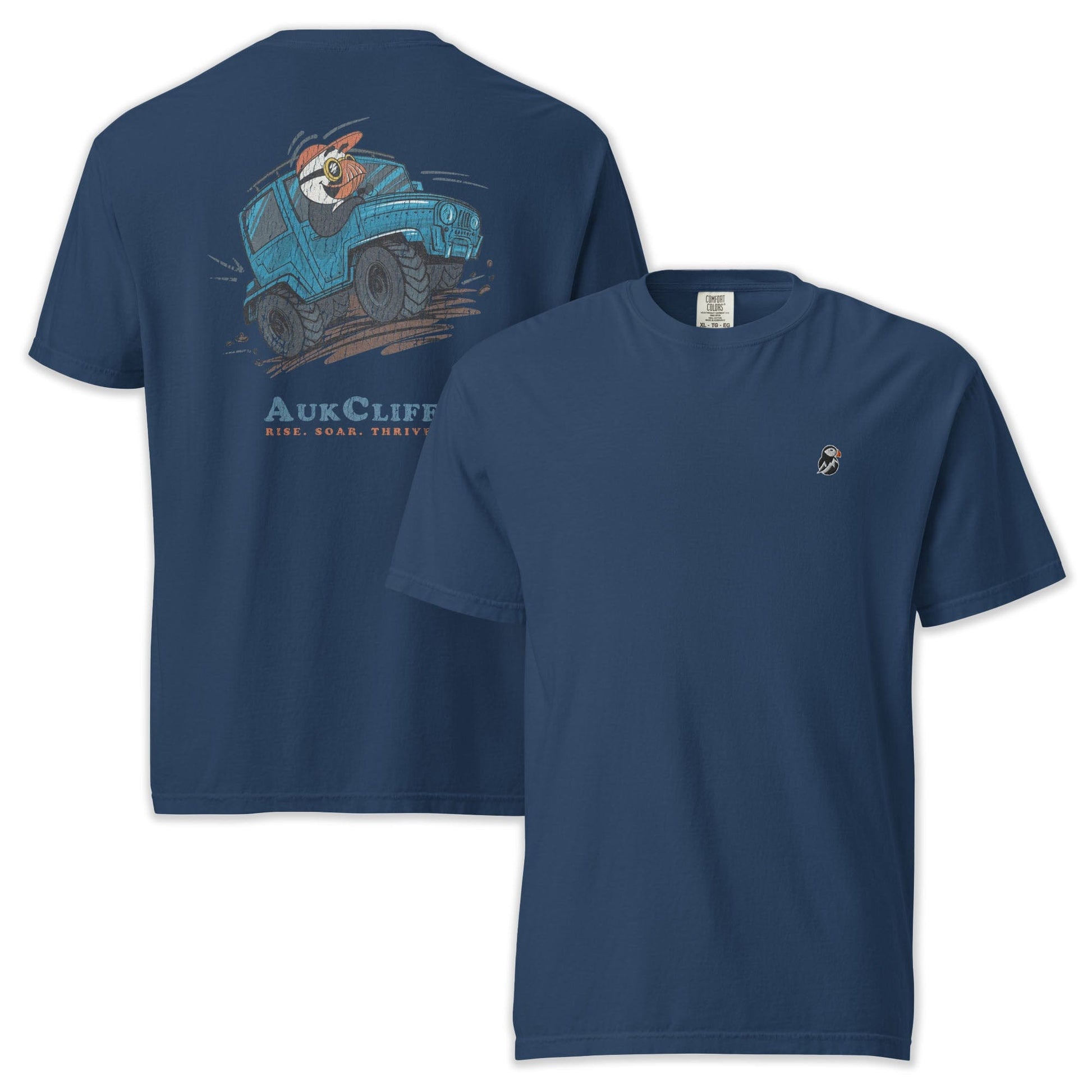 AukCliff Rear Print Comfort Colors T-shirt True Navy / S Retro Overlander Puffin Comfort Colors Back Print T-Shirt